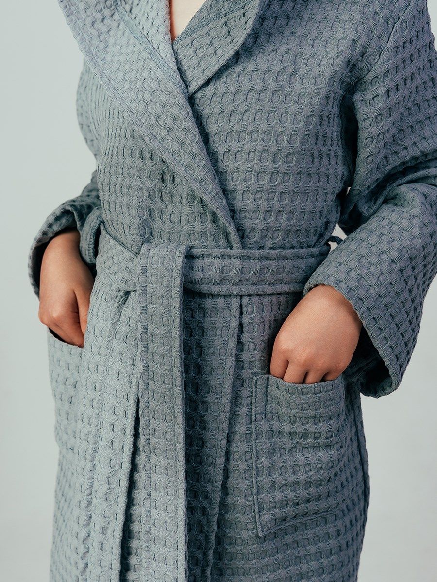 снимок Халат вафельный детский "Комфорт" серый от магазина BIO-TEXTILES ОПТ