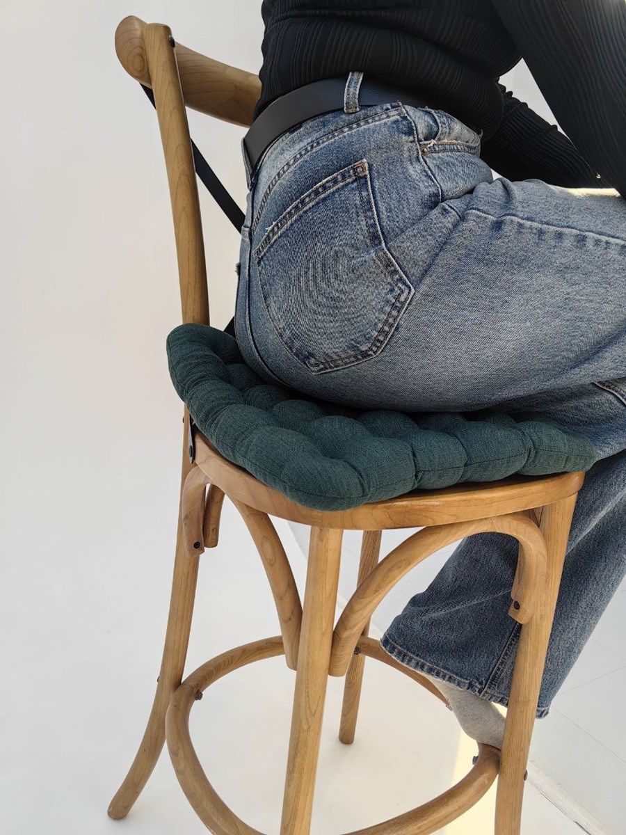 снимок Био-подушка на стул с лузгой гречихи, рогожка, зеленая,  40*40 + лаванда от магазина BIO-TEXTILES ОПТ