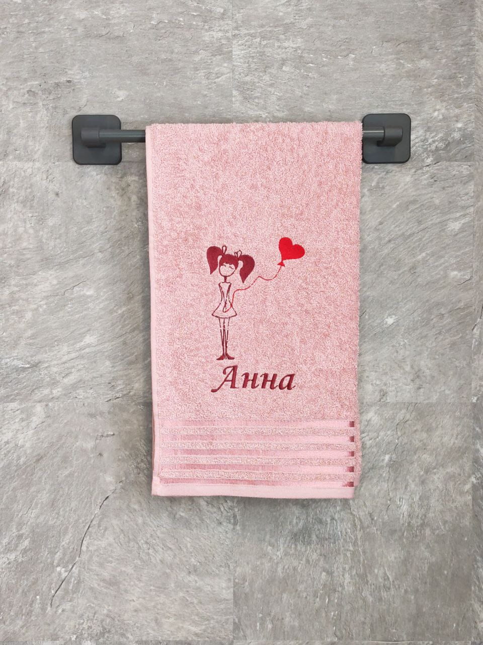 снимок Полотенце с вышивкой 50*90 "Анна" розовое от магазина BIO-TEXTILES ОПТ