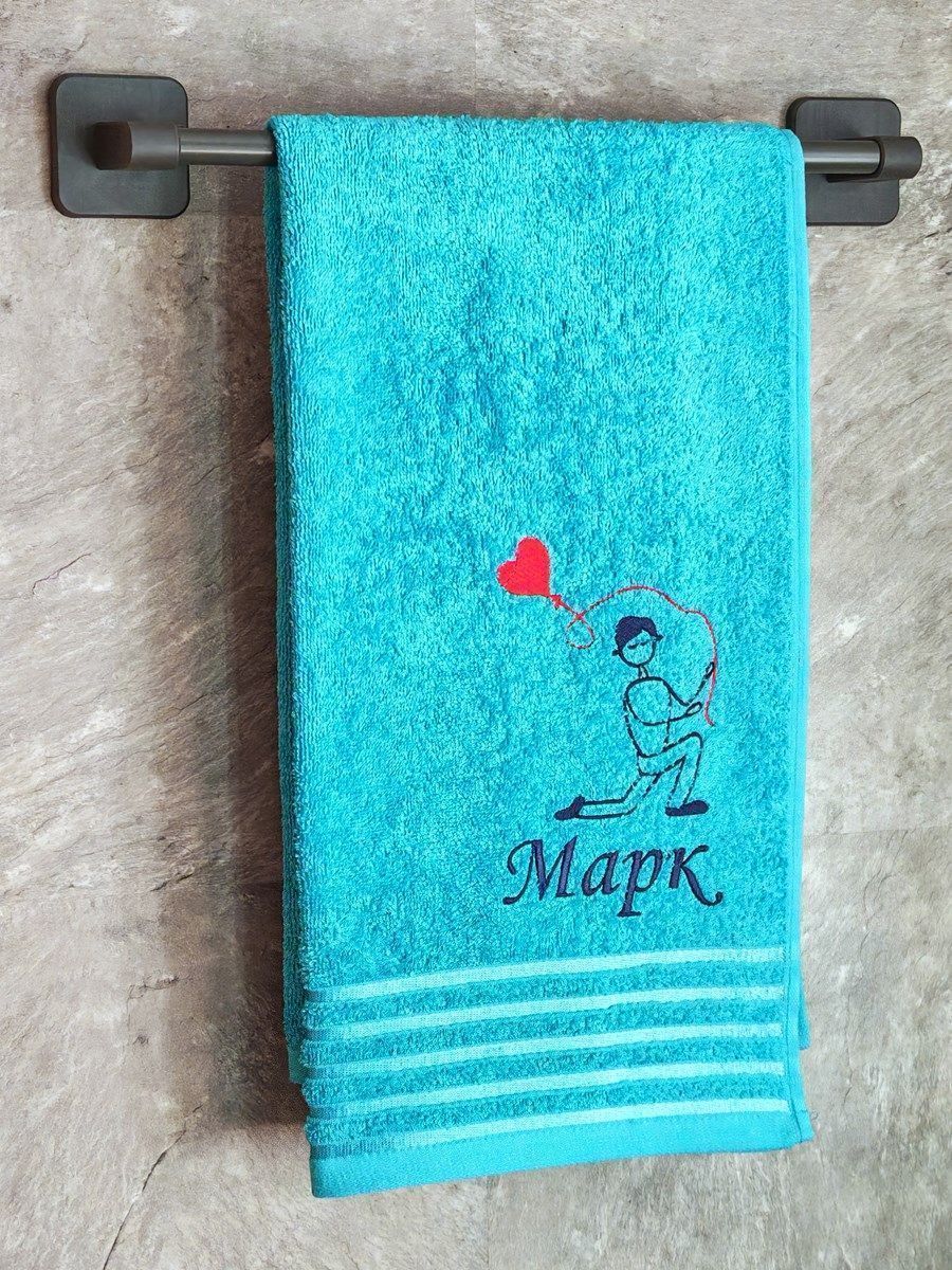 снимок Полотенце с вышивкой 50*90 "Марк" синее от магазина BIO-TEXTILES ОПТ