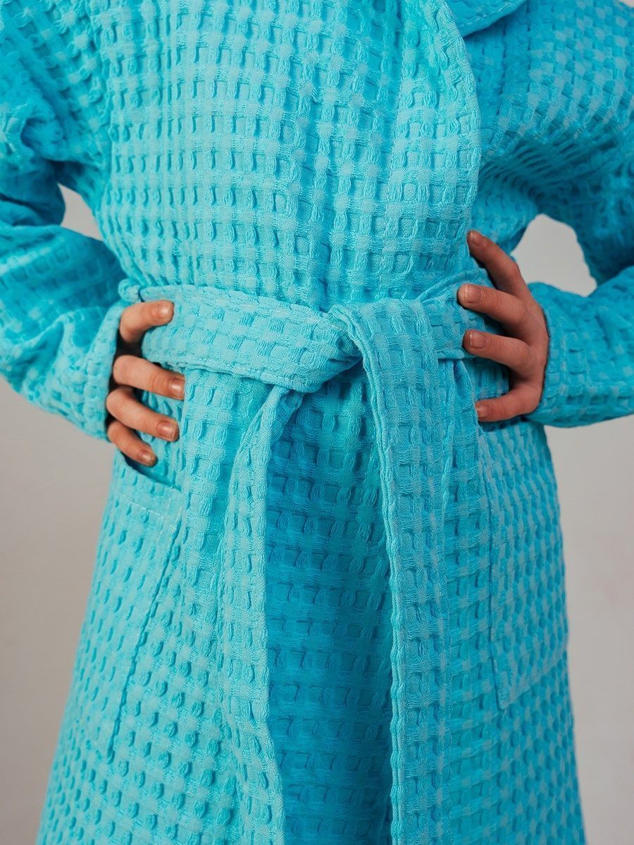 снимок Халат вафельный детский "Комфорт" голубой от магазина BIO-TEXTILES ОПТ