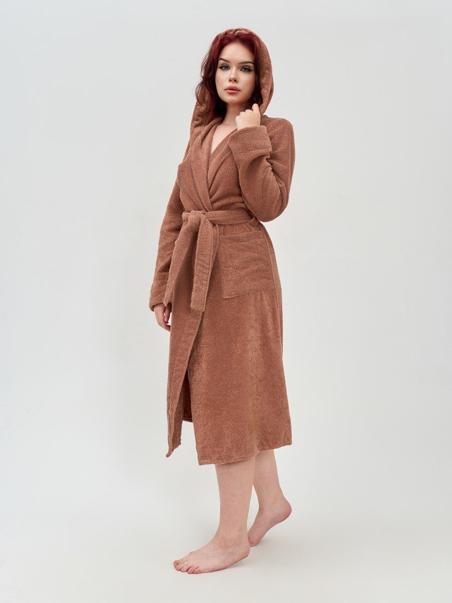 снимок Халат махровый женский с капюшоном мокко от магазина BIO-TEXTILES ОПТ