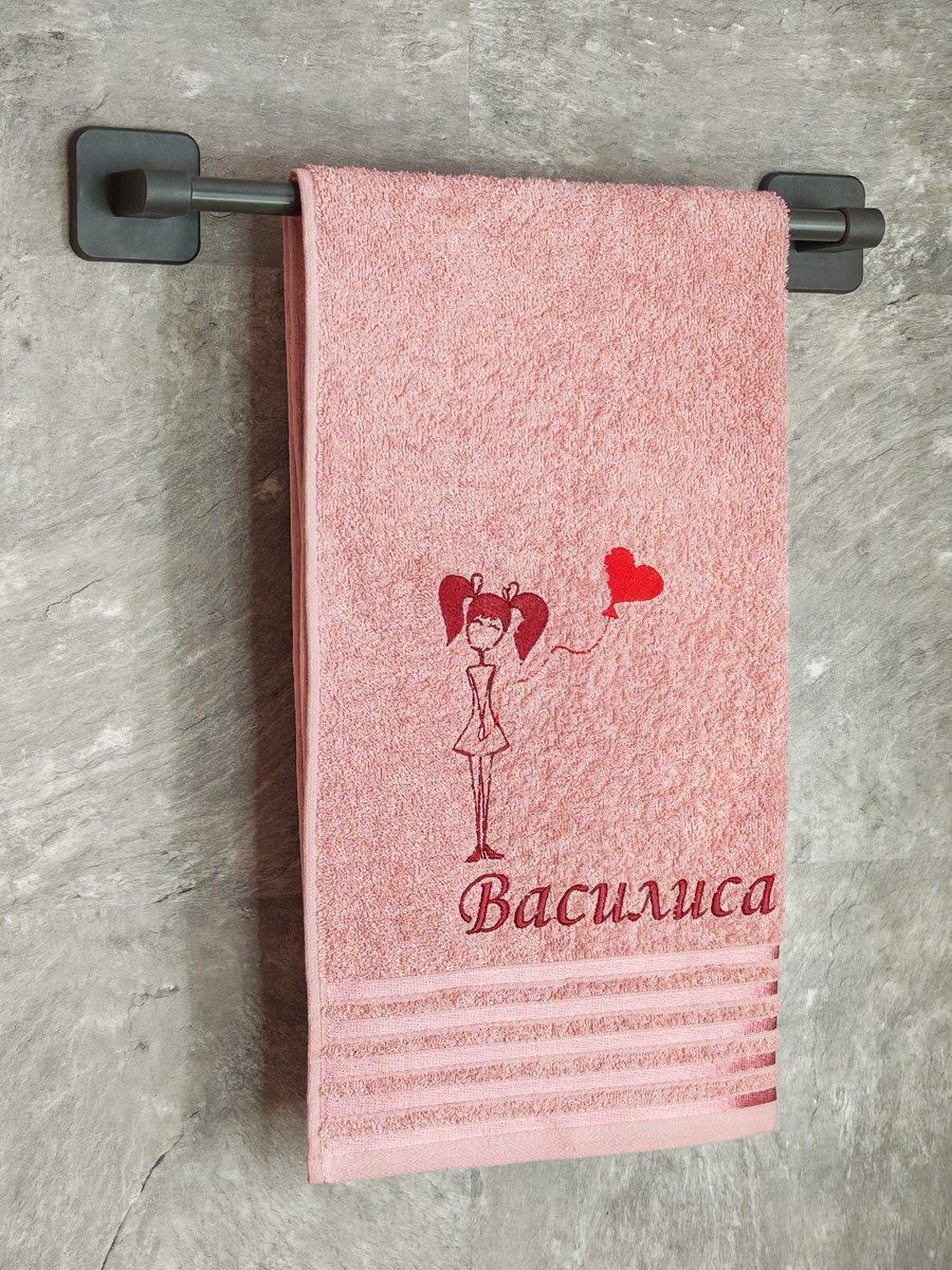 снимок Полотенце с вышивкой 50*90 "Василиса" розовое от магазина BIO-TEXTILES ОПТ