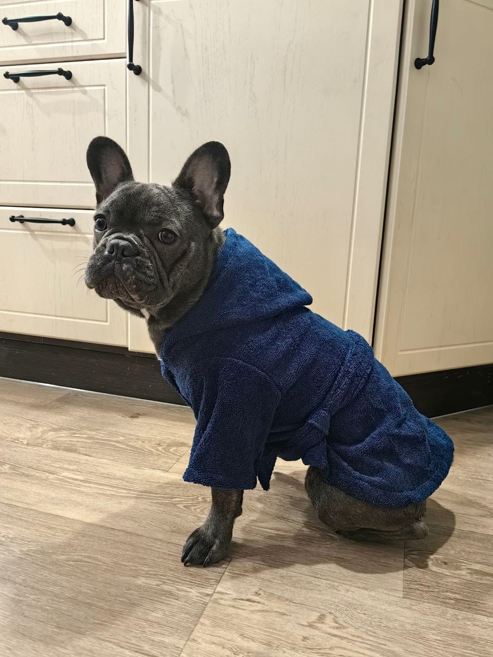 снимок Халат для собак махровый темно-синий от магазина BIO-TEXTILES ОПТ