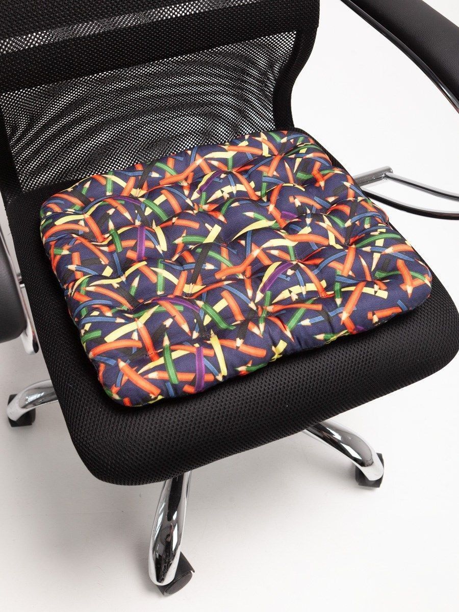 снимок Подушка на стул "Карандаши" с лузгой гречихи 40*40 от магазина BIO-TEXTILES ОПТ