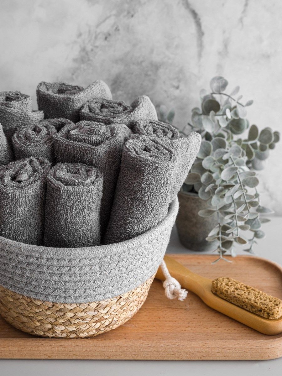 снимок Набор махровых салфеток 10 шт ( 30*30 ) с петелькой, темно-серый  от магазина BIO-TEXTILES ОПТ