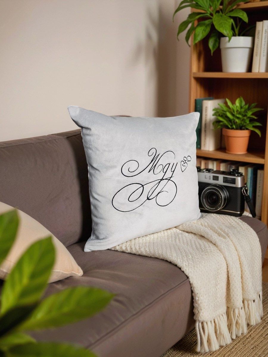 снимок Подушка декоративная "Жду" 40*40 от магазина BIO-TEXTILES ОПТ