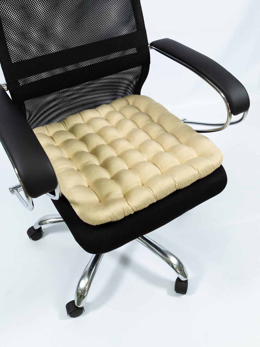 снимок Био-подушка на стул с лузгой гречихи бежевая 50*45 от магазина BIO-TEXTILES ОПТ